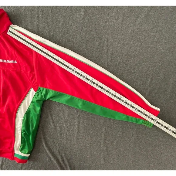 Vintage 90s Bulgaria Track Jacket Youth XL Red Green Spellout